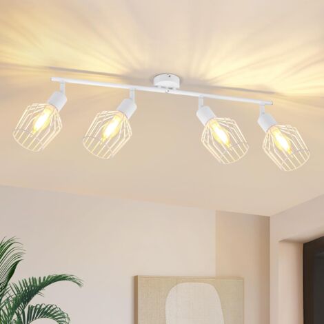 ZMH Plafonnier 4 Spots E14 Blanc Vintage Orientable 350°Spot de plafond pour hall chambre salon cuisine