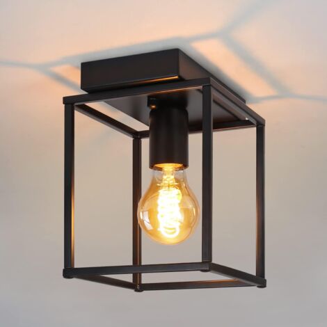ZMH Plafonnier E27 Plafonnier rétro - noir industriel Lampe de cuisine pour chambre salon Lampe vintage en métal Plafonnier pour couloir cuisin