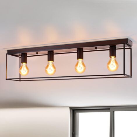 ZMH Plafonnier E27 Plafonnier Vintage - Noir industriel Lampe de salon pour chambre à coucher Salon Lampe rétro en métal avec 4 flammes Plafonnier pour cuisine couloir max. 25W