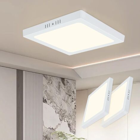 ZMH Plafonnier LED 2ER Plafonnier Carré - Lampe de Couloir 18W 4000K Lampe de Salle de Bain Blanc IP44 Lampe de Cuisine Intérieure Lampe de Chambre Plafond Moderne 23  23cm pour Chambre Cuisine Couloi