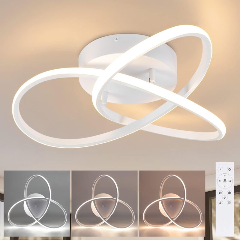 Plafonnier led à gradation Blanc, Moderne 33W avec télécommande 40CM Lampe de Plafond design géométrique pour salon chambre - ZMH