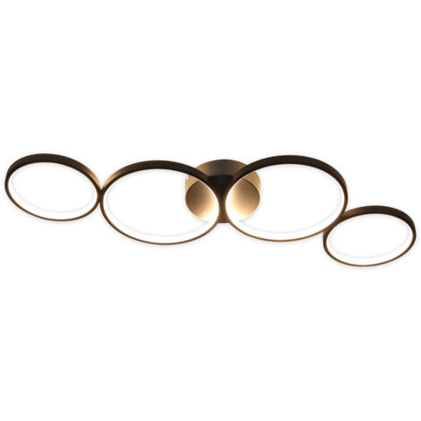 ZMH Plafonnier LED blanc chaud plafonnier : 4 flammes 3000k lampe de salon moderne anneau rond 37W lampe de chambre noire 89cm lampe de bureau design pour chambre salon couloir bureau cuisine