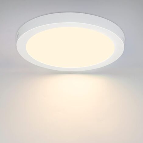 ZMH Plafonnier LED blanc rond plat moderne 18W blanc chaud 3000K IP44 étanche pour bureau, salon, salle de bains, chambre à coucher Ø23CM