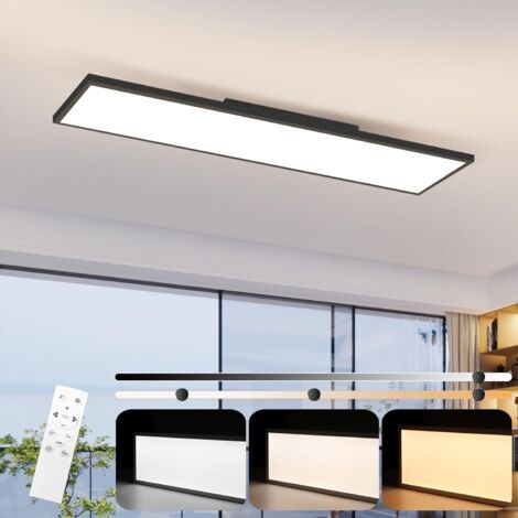 ZMH – Plafonnier LED dimmable 100x25 cm – Télécommande – Luminosité réglable 5-100% – Température de couleur 3000K-6500K – Aluminium noir moderne