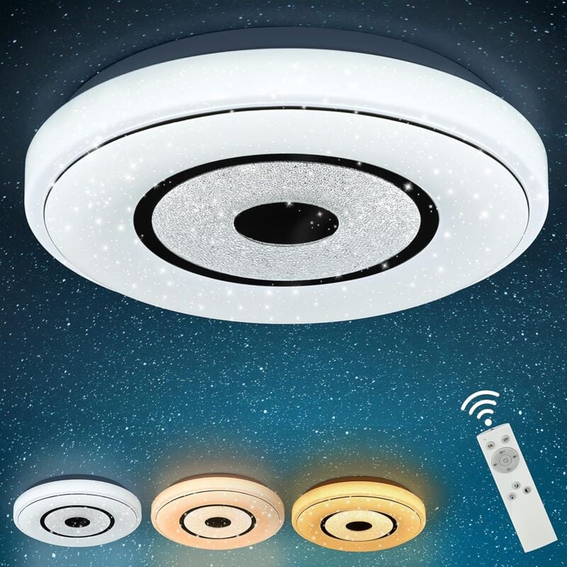 ZMH - Plafonnier led Dimmable - 30CM Rond Blanc Lampe de Plafond avec Télécommande 18W Luminaire Plafonnier pour Salon Cuisine Chambre Garage Bureau