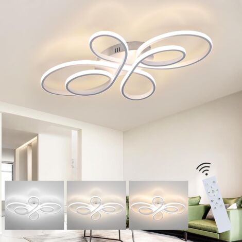 ZMH – Plafonnier LED dimmable 66cm – Lumière chaude à froide 3000K-6500K – Aluminium et silicium – Télécommande incluse – Design créatif pour salon et bureau