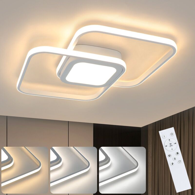 Plafonnier led dimmable moderne - Lampe de plafond de 48W pour chambre avec télécommande en métal pour salon, chambre d'enfant, cuisine, salle à