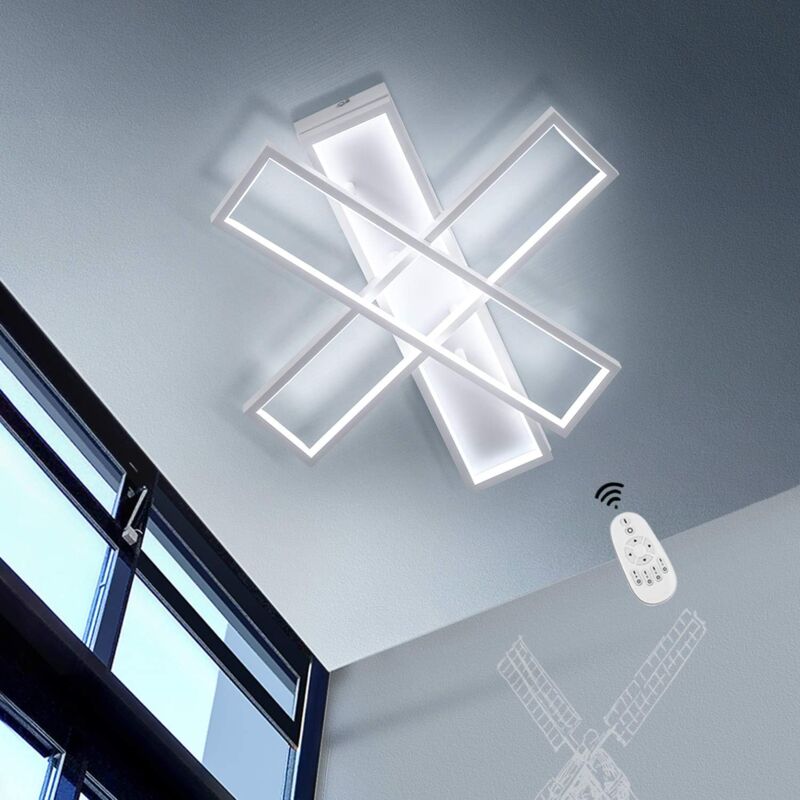ZMH - Plafonnier led Dimmable Plafonnier Moderne 55cm Lampe de Salon Lampe de Chambre 72W Lustre Intérieur Blanc avec Télécommande pour Salon Chambre