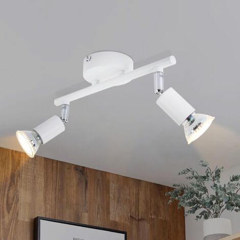 ZMH Plafonnier LED GU10 Blanc - Plafonnier Moderne 2 Ampoules Spots de Plafond Applique Spot de Plafond pour Lampe de Salon Chambre Salle de Bain Cuisine Couloir