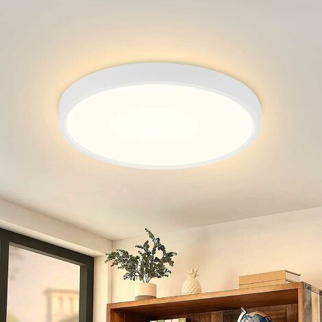 ZMH Plafonnier LED Luminaire Plafonnier Blanc Chaud - 8W Salle de Bain Plat Couloir Petit Plafonnier IP44 Lampe de Couloir Rond Ø17cm Lampe de Cuisine Blanc pour Salle de Bain Chambre à coucher