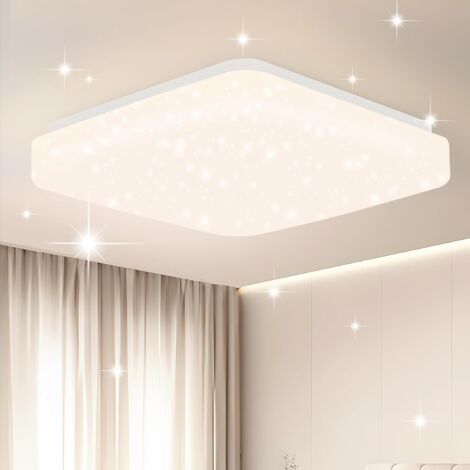 ZMH Plafonnier Led Moderne - 15W Carré 4000K Blanc neutre Lampe de Plafond 21cm Design de ciel étoilé Plastique Pour Salon Chambre Couloir Cuisine