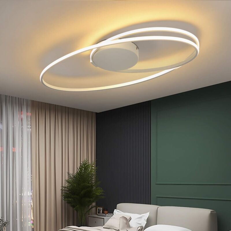 Plafonnier led moderne au design en anneau Salon créatif en aluminium de couleur blanc 36W intérieur 3000K blanc chaud pour bureau de chambre à