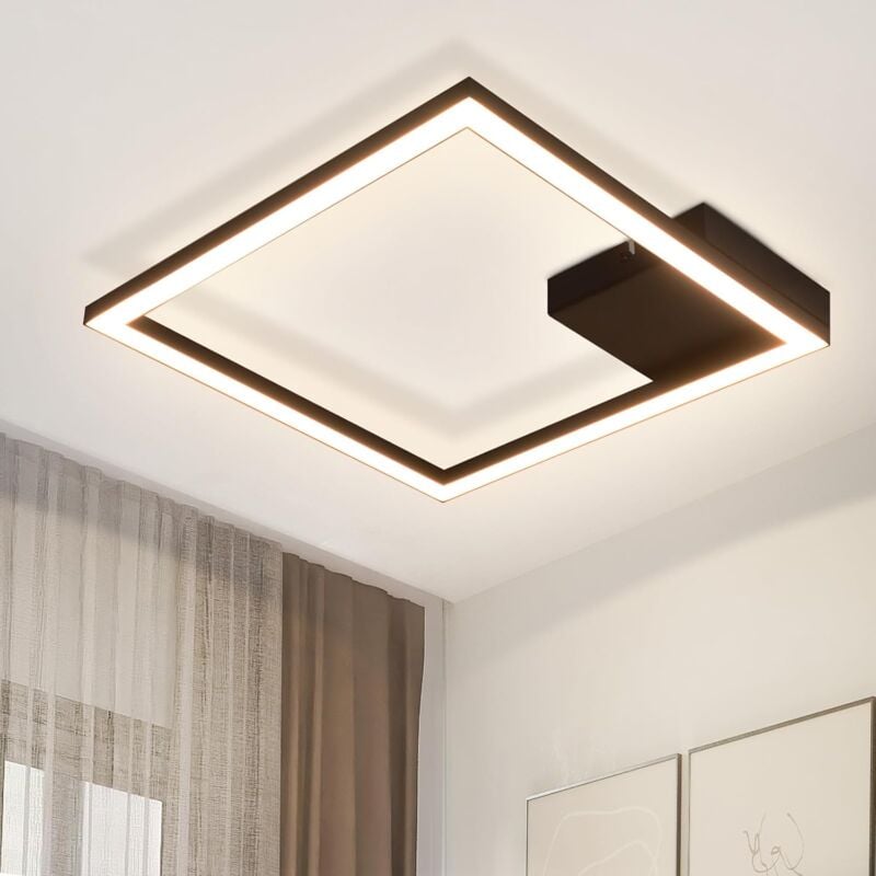 Plafonnier led Moderne - Noir 3000K Blanc Chaud Chambre à coucher 12W carré Lampe de plafond pour salon, cuisine, couloir 29.4CM - ZMH
