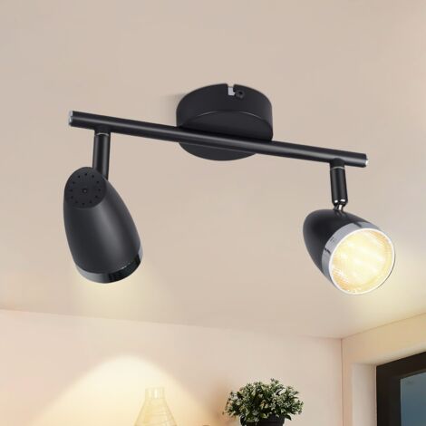 ZMH Plafonnier LED Orientable Moderne,Gris 2 Ampoules 8W Blanc Chaud 3000 K Spot de Plafond Orientable à 350° pour Salon, Couloir, Cuisine, Salle à Manger
