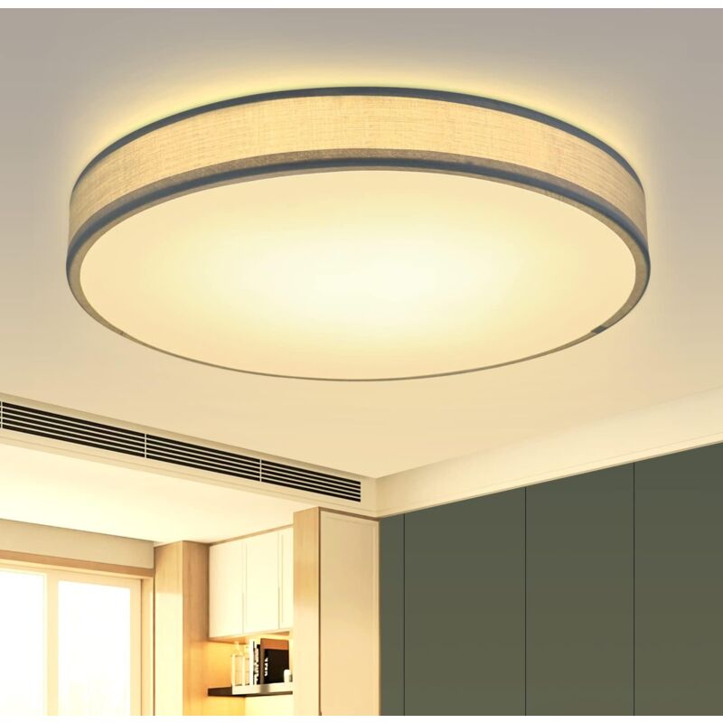 Plafonnier led Plafonnier Chambre à coucher - Rond Tissu Chambre à coucher avec abat-jour en tissu Moderne Salon Lampe de cuisine pour salon Cuisine
