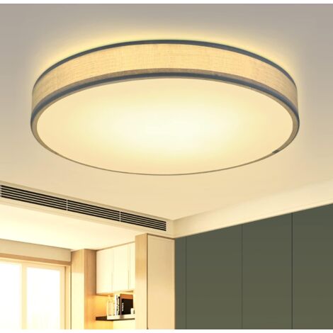 ZMH Plafonnier LED Plafonnier Chambre à coucher - Rond Tissu Chambre à coucher avec abat-jour en tissu Moderne Salon Lampe de cuisine pour salon Cuisine Couloir - Noir - 3000K - 30CM - 12W