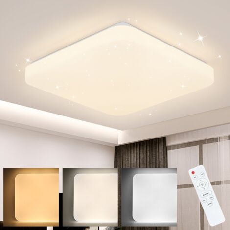 ZMH Plafonnier LED Plafonnier Chambre - Lampe de Chambre Ciel étoilé dimmable avec télécommande 37W éclairage de Plafond Lampe de Cuisine Lampe de Couloir carrée 28cm pour Salon Cuisine Couloir