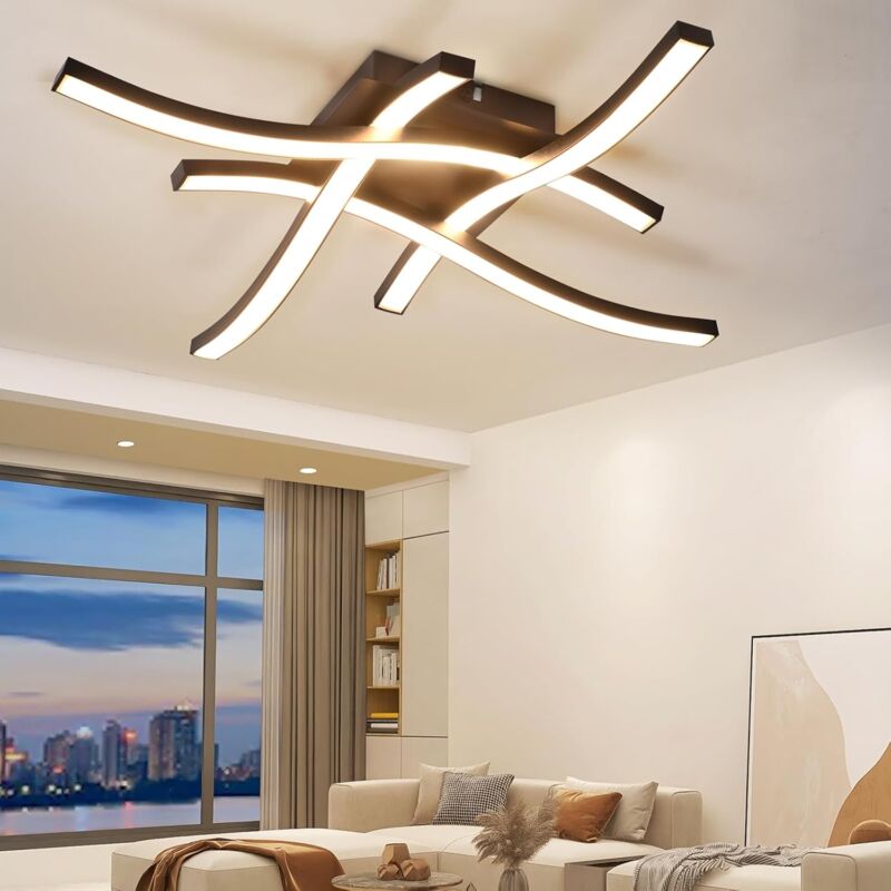 Plafonnier led Plafonnier Chambre - Noir 24W Lampe de Salon 3000K Blanc Chaud Design Moderne Lampe de Chambre Lampe de Cuisine en Métal pour Salon