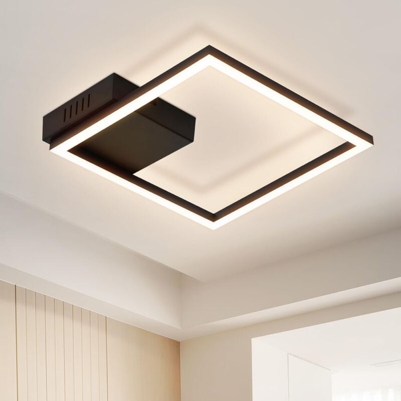 ZMH - Plafonnier led Plafonnier Cuisine - Lampe de Chambre Blanc Chaud Lampe de Cuisine Noire Design Moderne 3000K 12W Lampe de Couloir Carrée
