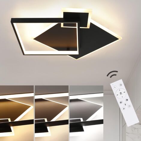 ZMH Plafonnier LED Plafonnier Salon - Lampe de Salon Dimmable 50W Design Moderne avec Télécommande en Métal Éclairage de Plafond pour Salle à Manger Cuisine Chambre d'Ado Chambre Noir