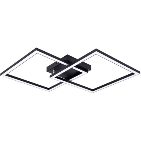 ZMH Plafonnier LED pour cuisine - Noir Lampe de salon 24 W Lampe de chambre à coucher Design moderne Lampe de cuisine 3000 K Blanc chaud Lampe de couloir pour cuisine Chambre Couloir Salon