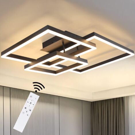 ZMH Plafonnier LED pour salle de séjour - Lampe de salle de séjour noire à gradation Design moderne avec télécommande Plafonnier en métal pour salle à manger cuisine Salle de Chambre à coucher