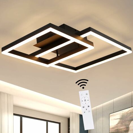 Plafonnier LED Forme Vague Dimmable - Noir, 80 Cm, Télécommande, Lumière Variable 3000K-6500K, Aluminium