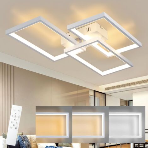 ZMH Plafonnier LED Salon Plafonnier - 80CM Lampe de salon Moderne Dimmable avec télécommande Lampe de chambre à coucher Rectangle Design métal pour chambre à coucher Chambre d'enfants Cuisine 74W, Bla