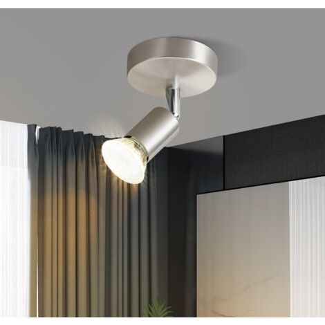 ZMH Plafonnier LED - spot de plafond orientable 1 flamme GU10 lampe de couloir spot industriel orientable 350° spot mural pour cuisine couloir salon,Chrome
