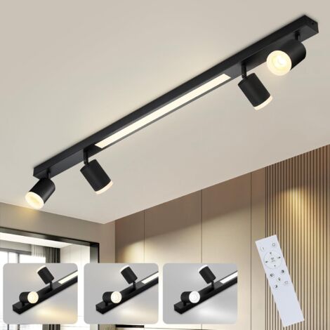ZMH Plafonnier LED Spot Noir dimmables 3000K-6500K 20W + 4x5W GU10 Blanc Chaud orientable 350° Plafond Moderne pour Salon Chambre Cuisine