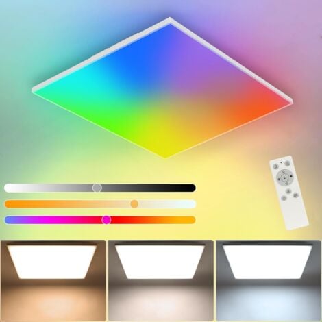 ZMH Plafonnier LED Variable Télécommande -18W RGB Changement de couleur Plafonnier carré, Panneau LED plat 3000K-6500K pour chambre à coucher salle de bain cuisine salon