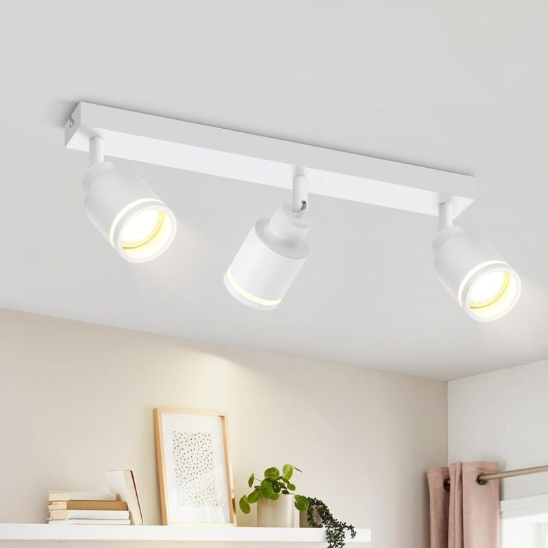 ZMH - Plafonnier Plafonnier Moderne 3 Ampoules : Spots de Plafond Pivotants GU10 Plafonnier Spot Lampe de Cuisine Lampe de Couloir en Métal en Blanc