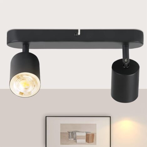 ZMH Plafonnier Salon Noir Spot de plafond Moderne - GU10 Plafonnier Max.25W Métal Spot de plafond Pivotant Design Spots pour couloir cage d'escalier chambre à coucher - Sans ampoule 2 flammes