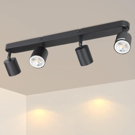 ZMH Plafonnier Salon Noir Spot de plafond Moderne - GU10 Plafonnier Max.25W Métal Spot de plafond Pivotant Design Spots pour couloir cage d'escalier chambre à coucher - Sans ampoule 4 Flammes