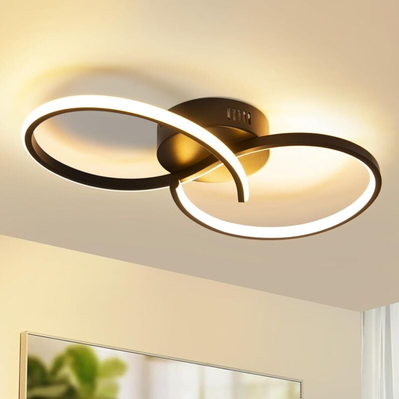 Plafonnier Salon Plafonnier Chambre Lampe de Salon Moderne Noir 12W Lampe de Chambre Design Intérieur 3000K Lampe de Cuisine Blanc Chaud Éclairage de