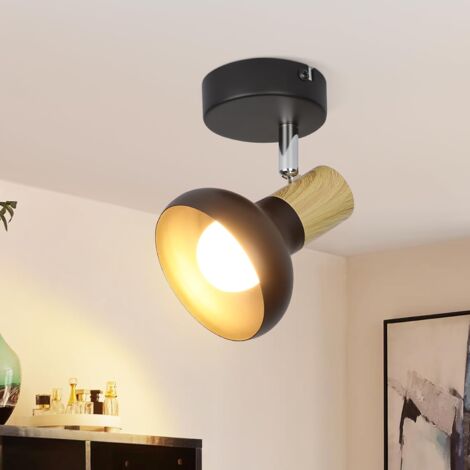 ZMH Plafonnier Spot de Couloir Plafonnier Vintage Plafonnier Industriel 1 Ampoule Lampe de Couloir Intérieur Abat-Jour en Fer Spot E14 Noir Spots de Plafond pour Chambre Salon