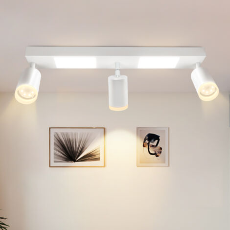 ZMH Plafonnier Spot de Plafond LED 3 Ampoules GU10 - Lampe de Chambre 3000k Lampe de Cuisine Noire 20W Spot de Plafond Lampe de Couloir Pivotante en Métal pour Chambre Cuisine Bureau