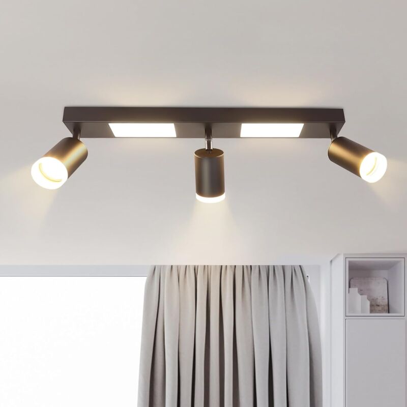 ZMH - Plafonnier Spot de Plafond led 3 Ampoules - Spot de Plafond GU10 Lampe de Chambre 3000k Lampe de Cuisine Noire 20W Lampe de Couloir Pivotante