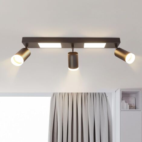ZMH Plafonnier Spot de Plafond LED 3 Ampoules - Spot de Plafond GU10 Lampe de Chambre 3000k Lampe de Cuisine Noire 20W Lampe de Couloir Pivotante en Métal pour Chambre Cuisine Bureau