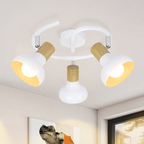 ZMH Plafonnier Spot de Plafond Vintage Plafonnier de Couloir Industriel 3 Ampoules Lampe de Couloir Ronde Intérieur Pivotant à 350°  Blancs E14 pour Hôtel Salon Chambre (sans Ampoule)