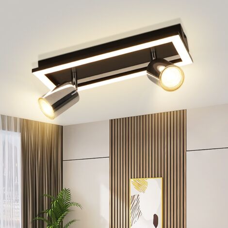 ZMH Plafonnier Spot LED plafond 2 flammes: spot GU10 cuisine spots plafond lampe couloir moderne blanc chaud plafonnier orientable 12W pour couloir bureau salon chambre (sans ampoule)