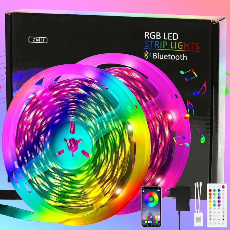 Rgb led Strip 30m : 16 Mio Auto-adhésif Bande app Contrôle Bluetooth Bandes Lumineuses avec Télécommande Variable Bande Lumineuse tv Rétro-éclairage