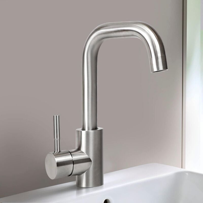 ZMH - Robinet salle de bain lavabo - robinet haute pression d'eau chaude et froide hauteur 170mm Mélangeur en acier inoxydable pour salle de bains wc