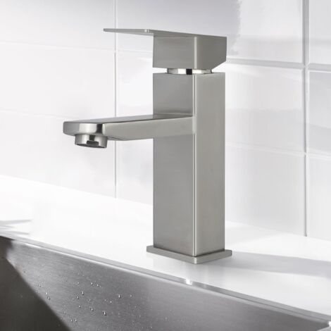 ZMH Robinet salle de bain lavabo - robinet haute pression eau chaude et froide robinet en acier inoxydable robinet de salle de bain pour salle de bains WC évier cuisine Nickel brossé
