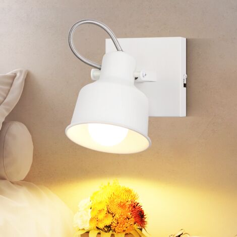 ZMH Spot de Plafond 1 Ampoule Blanc - Spot Mural Vintage Pivotant 350° MAX 40 W Spot E14 Douille Lampe de Cuisine Rétro Pour Salon Chambre Bureau (sans ampoule)