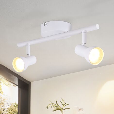 ZMH Spot de plafond 2 flammes Plafonnier Couloir - Plafonnier Design Moderne Blanc Intérieur Spots GU10 Métal Spots de plafond 350°Pivotant Spots pour Chambre à coucher Salon Cuisine(Sans ampoules)