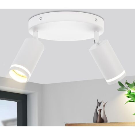 ZMH Spot de Plafond Blanc 2 Ampoules Lampe de Couloir Plafonnier Moderne Spot GU10 Spots Pivotant Plafonnier Intérieur en Métal Spots de Plafond pour Couloir Cuisine Salon sans Ampoule