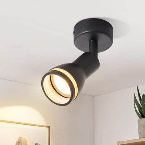 ZMH Spot de Plafond LED 1 Ampoule Noir Salon Plafonnier Spot Orientable GU10 Spot Plafonnier Moderne Plafonnier Spot pour Cuisine, Chambre, Couloir, sans Ampoule