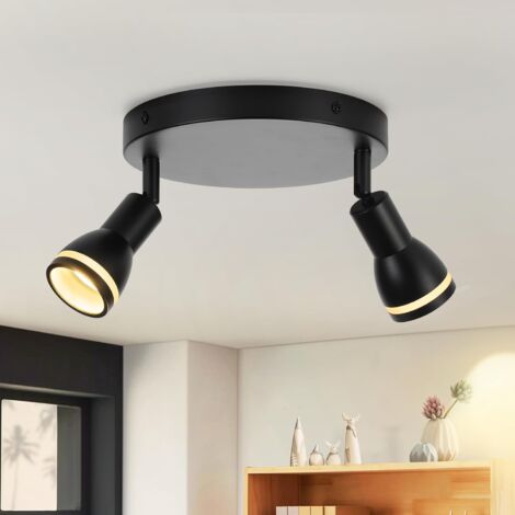ZMH Spot de Plafond LED 2 Ampoules Noir Salon Plafonnier Spot Orientable GU10 Spot Lampe Plafonnier Moderne Spot de Plafond pour Cuisine, Chambre, Couloir, sans Ampoule