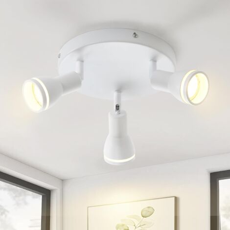 ZMH Spot de Plafond LED 3 Ampoules Blanc Salon Plafonnier Spot Orientable GU10 Spot Plafonnier Moderne Plafonnier Spot pour Cuisine, Chambre, Couloir, sans Ampoule
